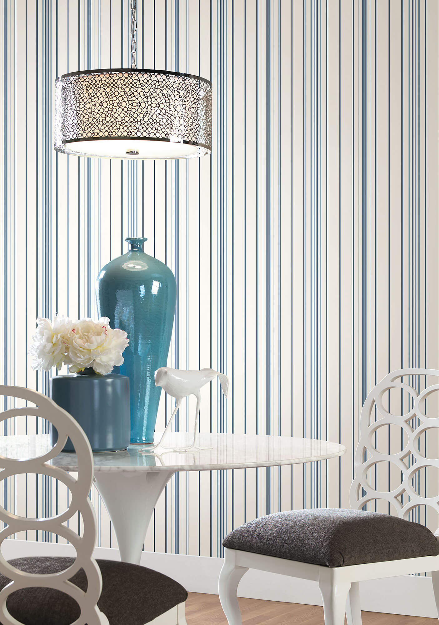 SA9111 Stripes Resource Library Wide Pinstripe Wallpaper Blue