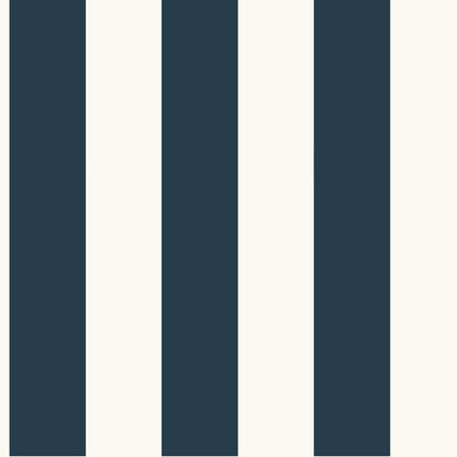 Waters Edge Resource Library Awning Stripe Wallpaper - Navy