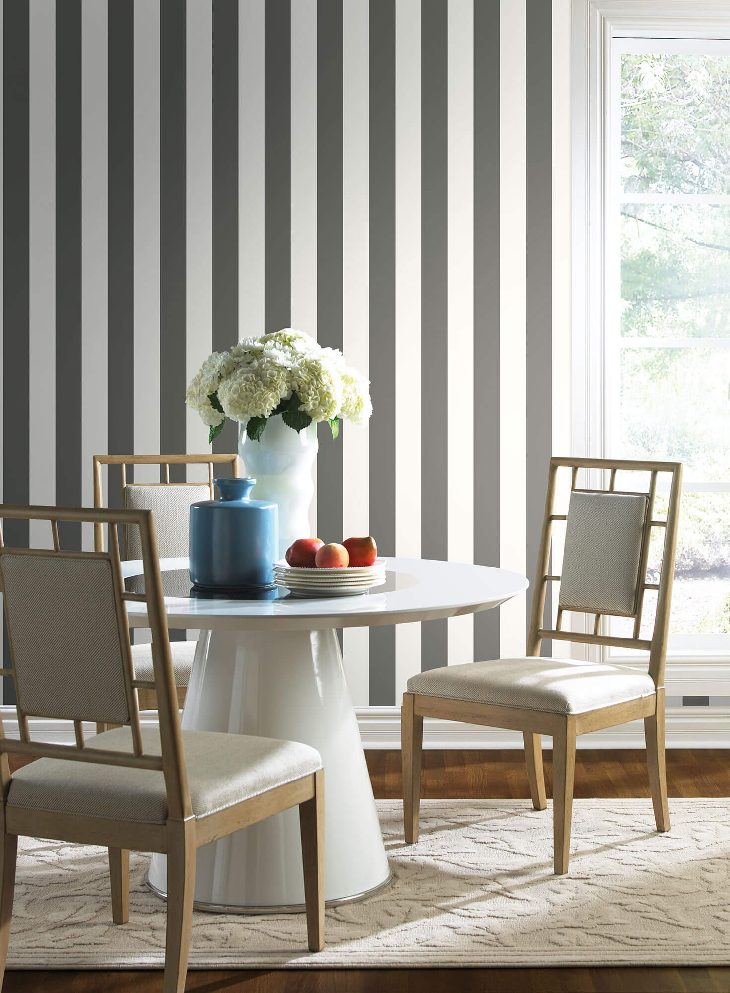 SA9175 3 inch Stripe Wallpaper Gray White