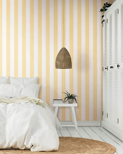 Waters Edge Resource Library Awning Stripe Wallpaper - Yellow