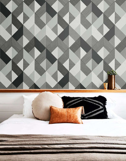 Stacy Garcia Home Marquetry Peel & Stick Wallpaper - Black