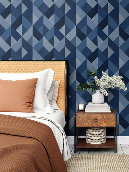 Stacy Garcia Home Marquetry Peel & Stick Wallpaper - Blue