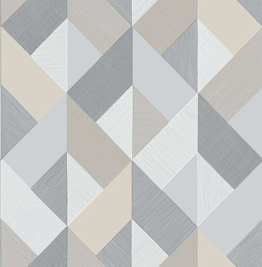 Stacy Garcia Home Marquetry Peel & Stick Wallpaper - Gray & Beige