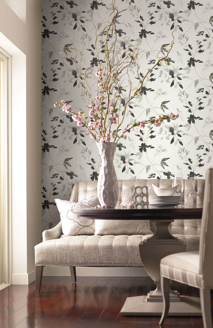 Candice Olson Tranquil Linden Flower Wallpaper - Black & White