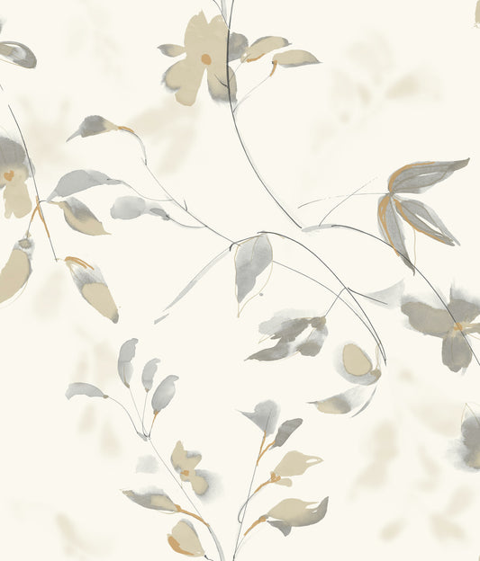Candice Olson Tranquil Linden Flower Wallpaper - Tan