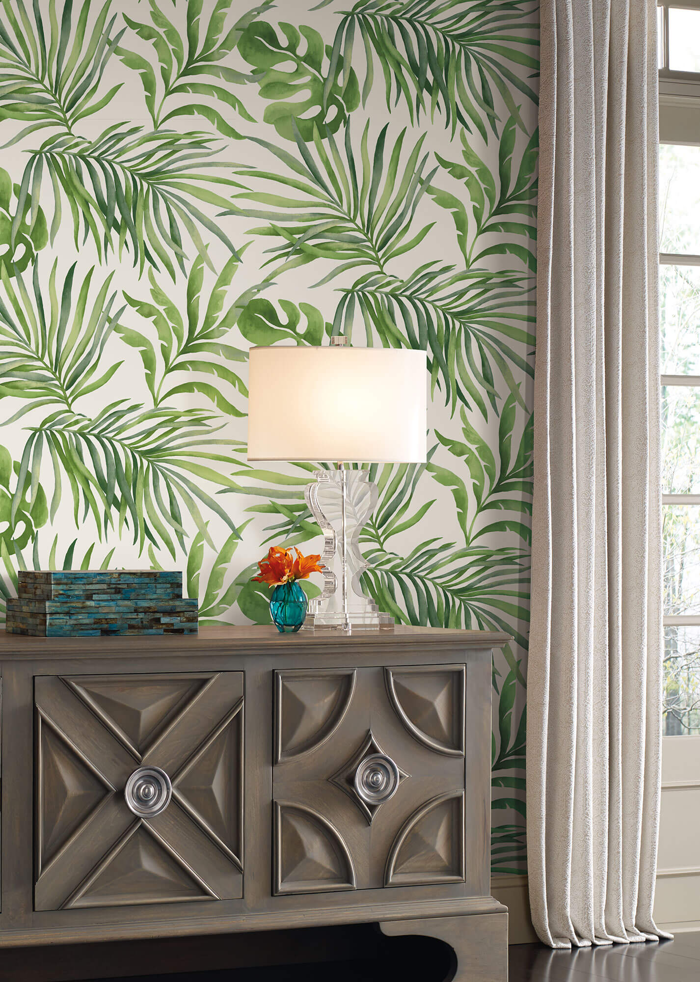 Candice Olson Tranquil Paradise Palm Wallpaper - Green