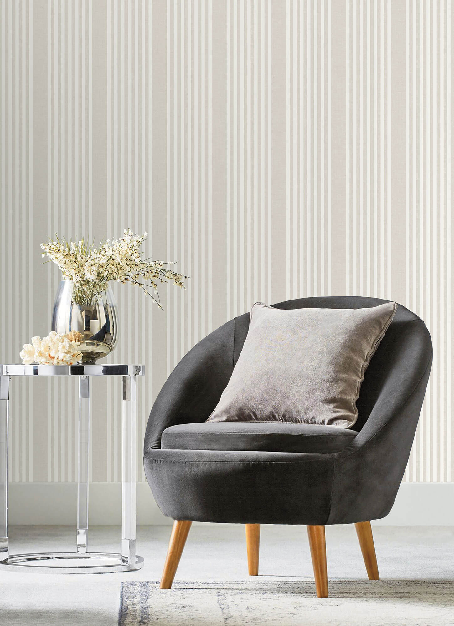 SR1581 French Linen Stripe Wallpaper Soft Linen