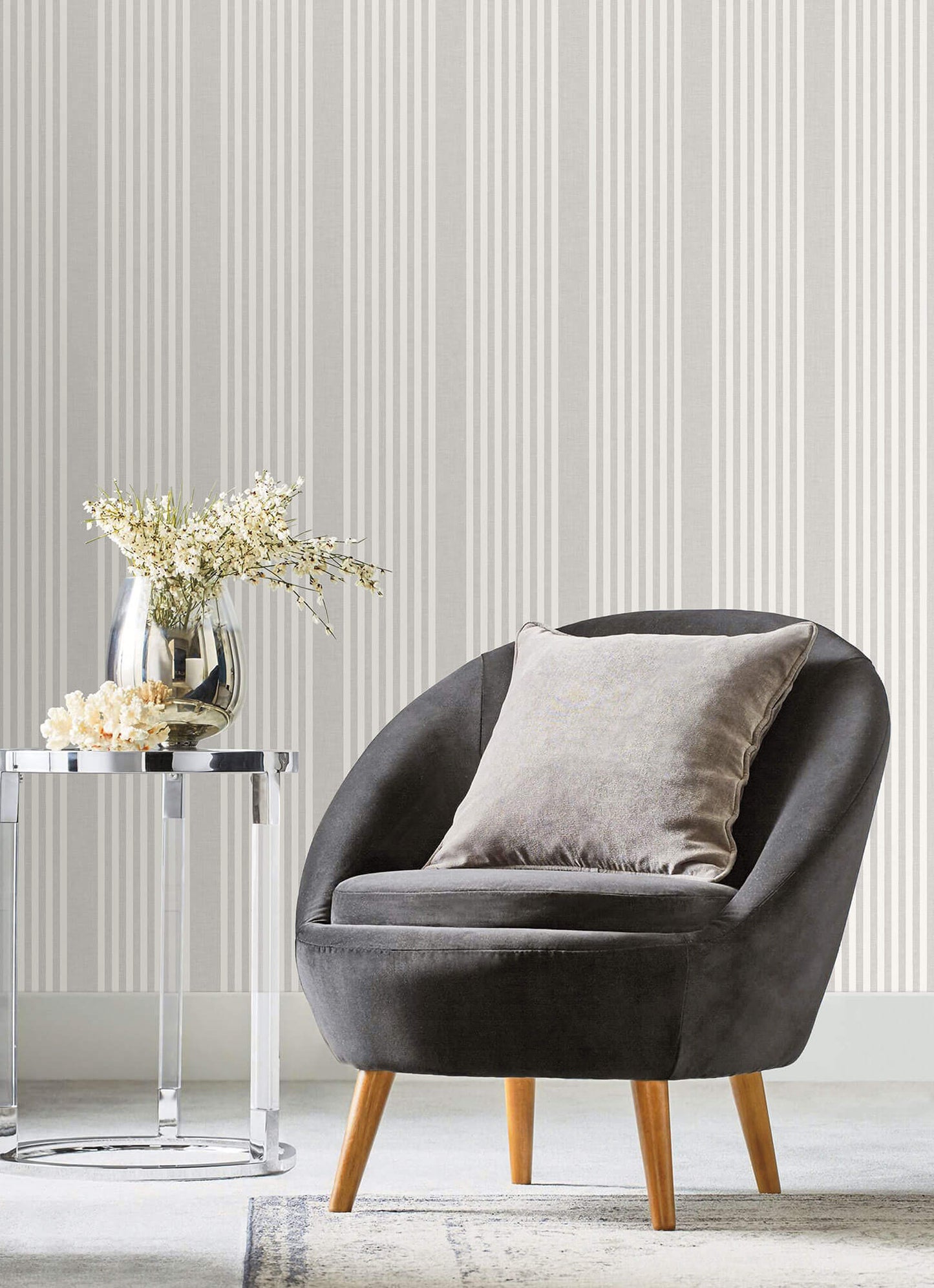 SR1582 French Linen Stripe Wallpaper Gray