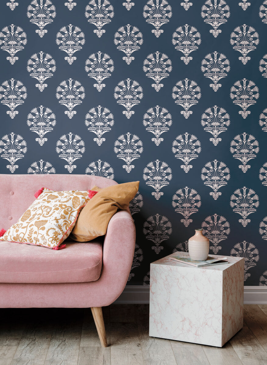 Silhouettes Luxor Wallpaper - Navy Blue