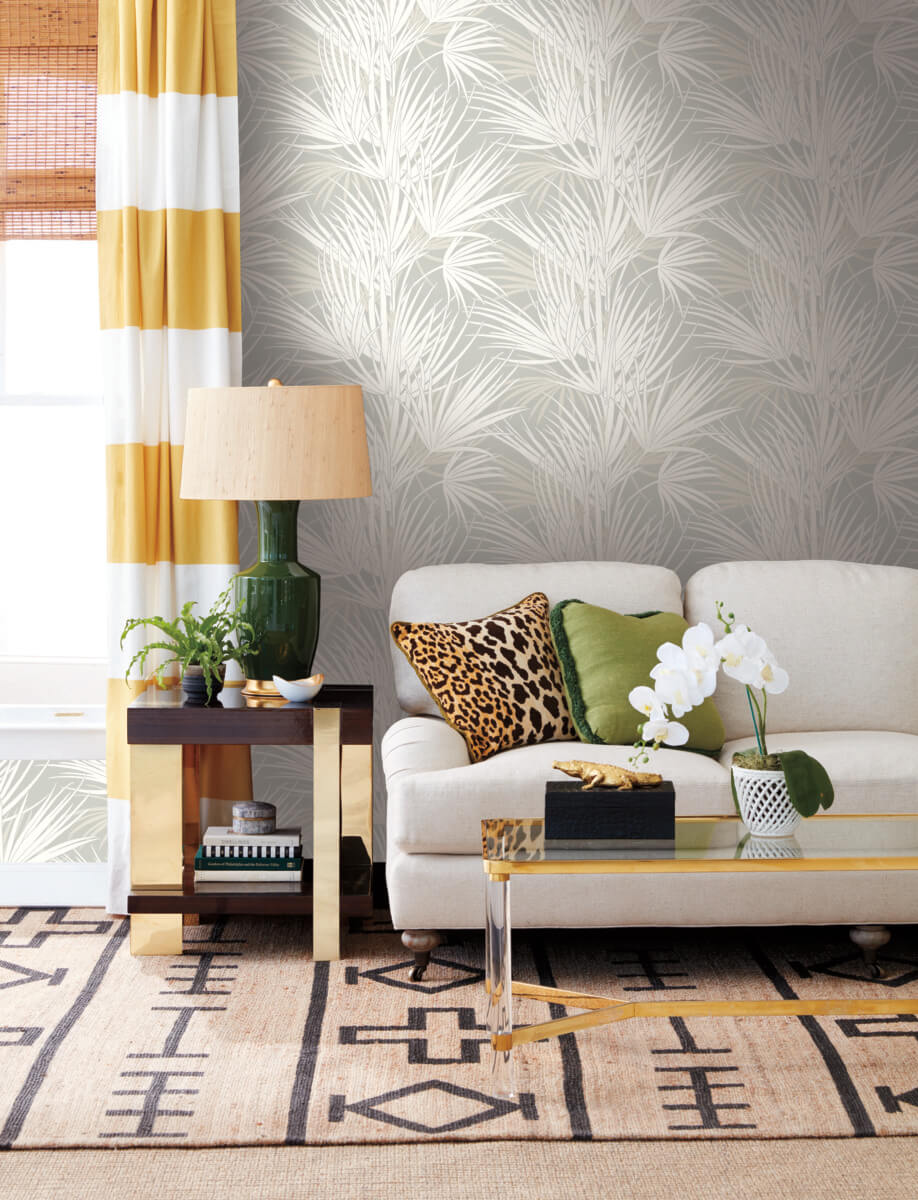 Silhouettes Palmetto Wallpaper - Gray