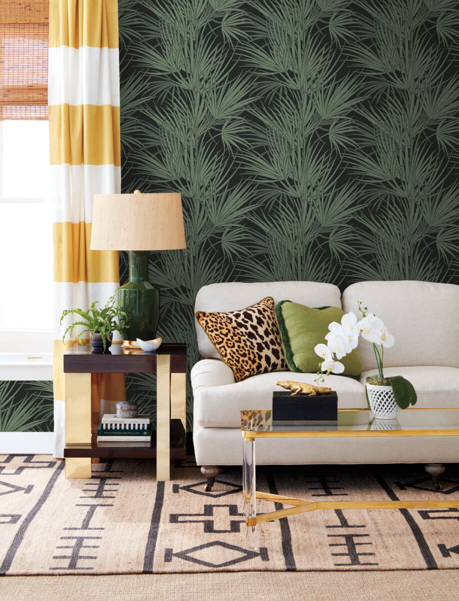 Silhouettes Palmetto Wallpaper - Black & Green