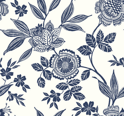 Silhouettes Wood Cut Jacobean Wallpaper - SAMPLE