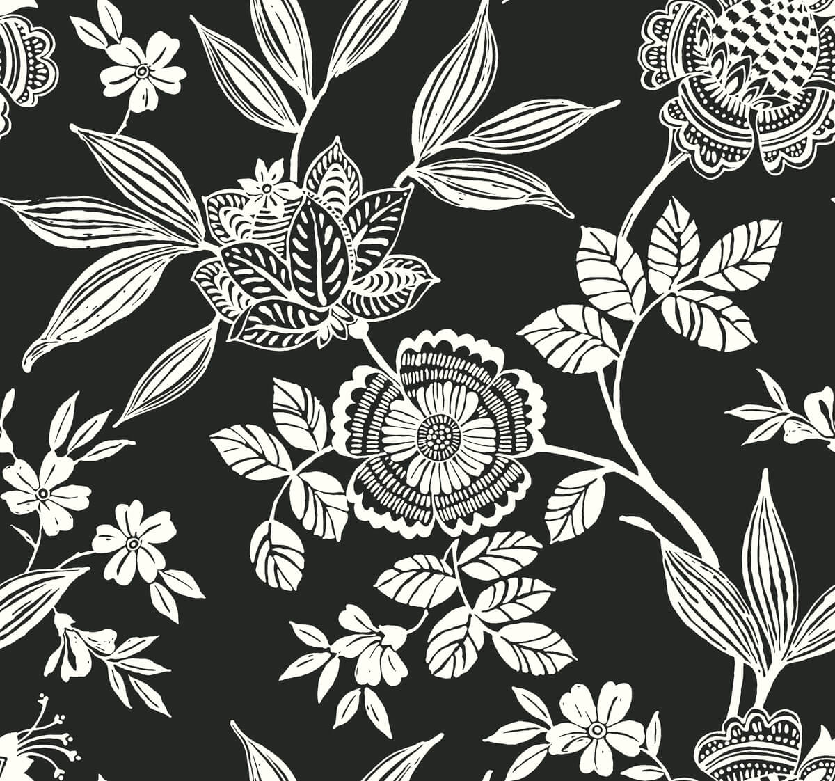 Silhouettes Wood Cut Jacobean Wallpaper - SAMPLE