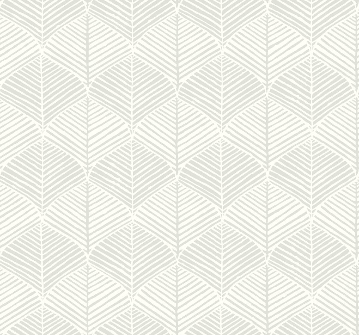 Silhouettes Palm Thatch Wallpaper - White & Gray