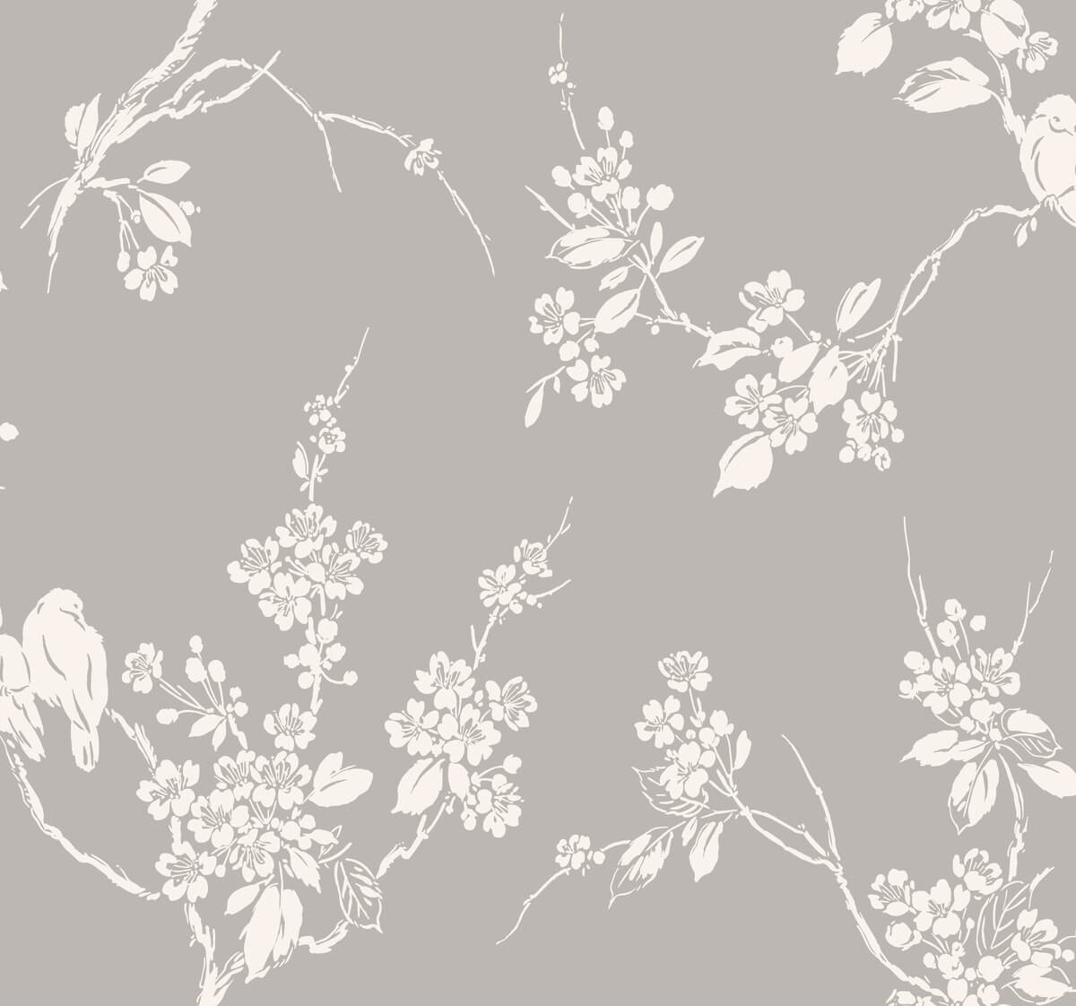Silhouettes Imperial Blossoms Branch Wallpaper - SAMPLE