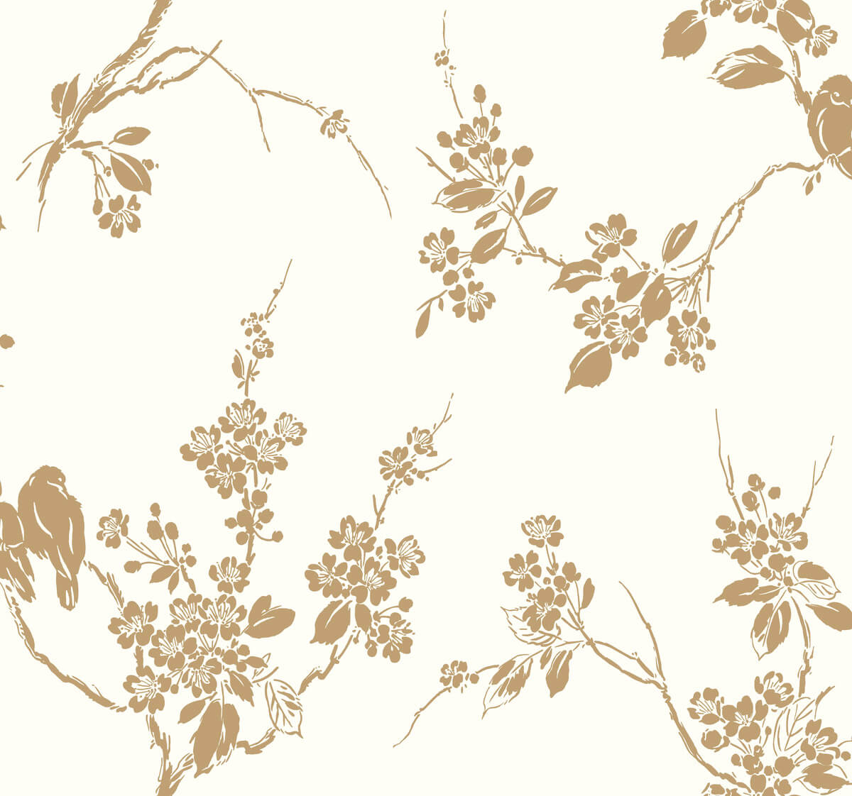 Silhouettes Imperial Blossoms Branch Wallpaper - SAMPLE