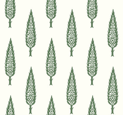 Silhouettes Juniper Tree Wallpaper - Green