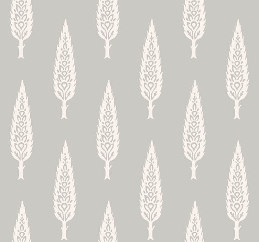 Silhouettes Juniper Tree Wallpaper - Gray