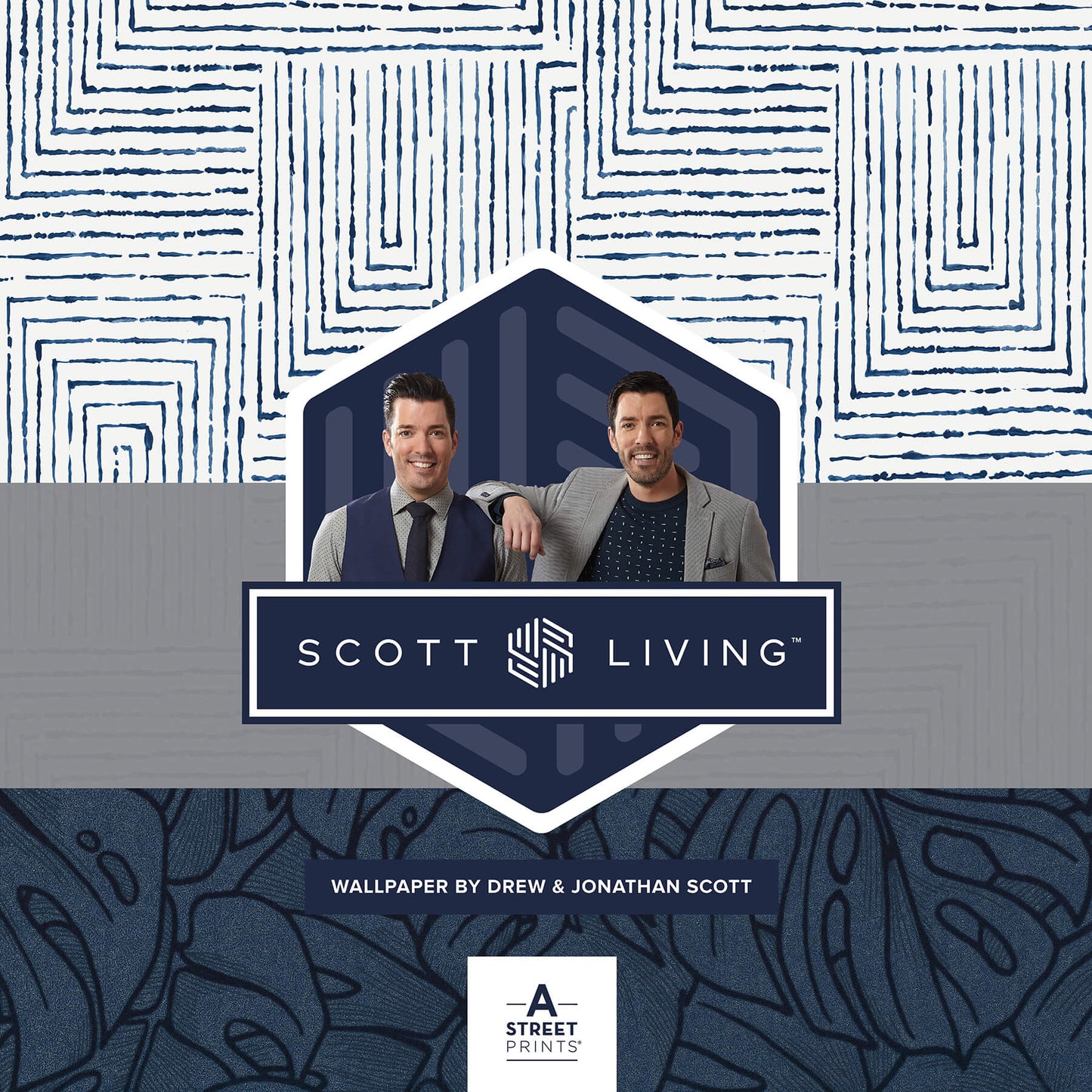 Scott Living Ballard Geometric Wallpaper - Light Blue