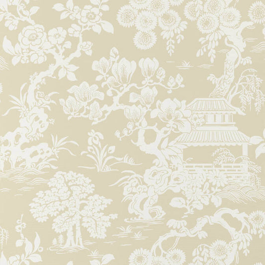 Thibaut Pavilion Japanese Garden Wallpaper - Beige