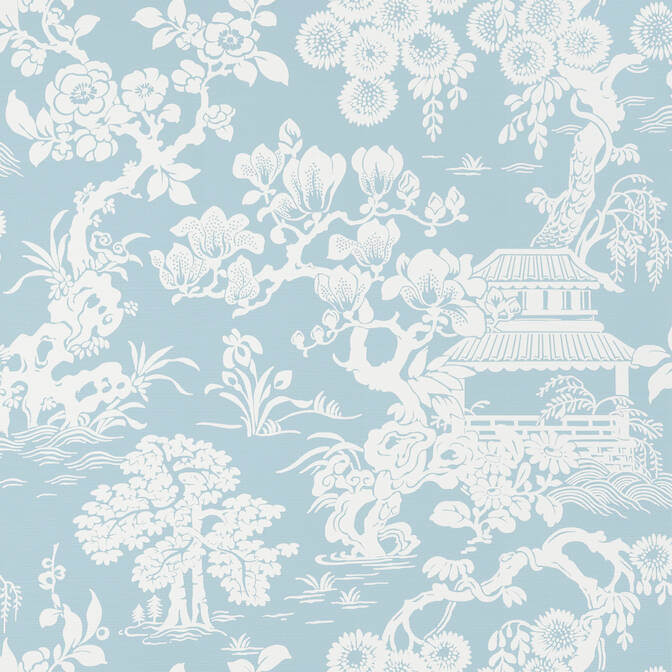 Thibaut Pavilion Japanese Garden Wallpaper - SAMPLE