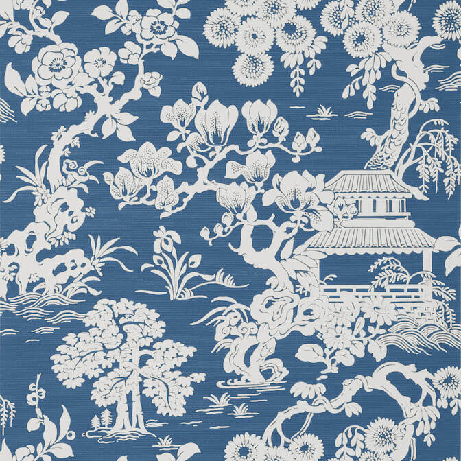 Thibaut Pavilion Japanese Garden Wallpaper - Wedgewood