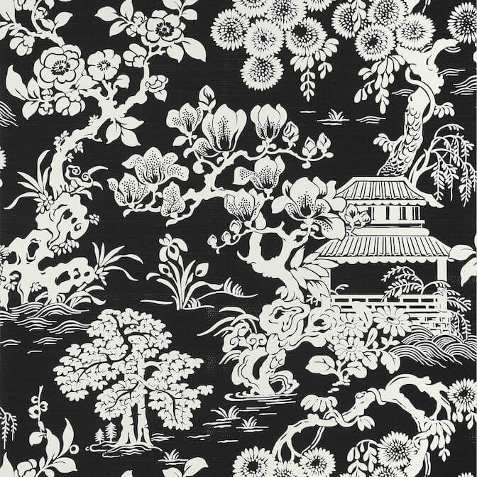 Thibaut Pavilion Japanese Garden Wallpaper - SAMPLE
