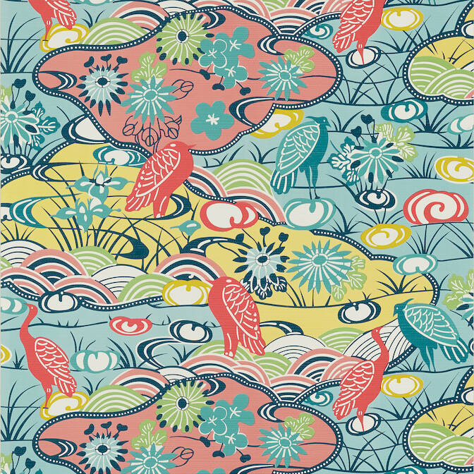 Thibaut Pavilion Heron Stream Wallpaper - SAMPLE