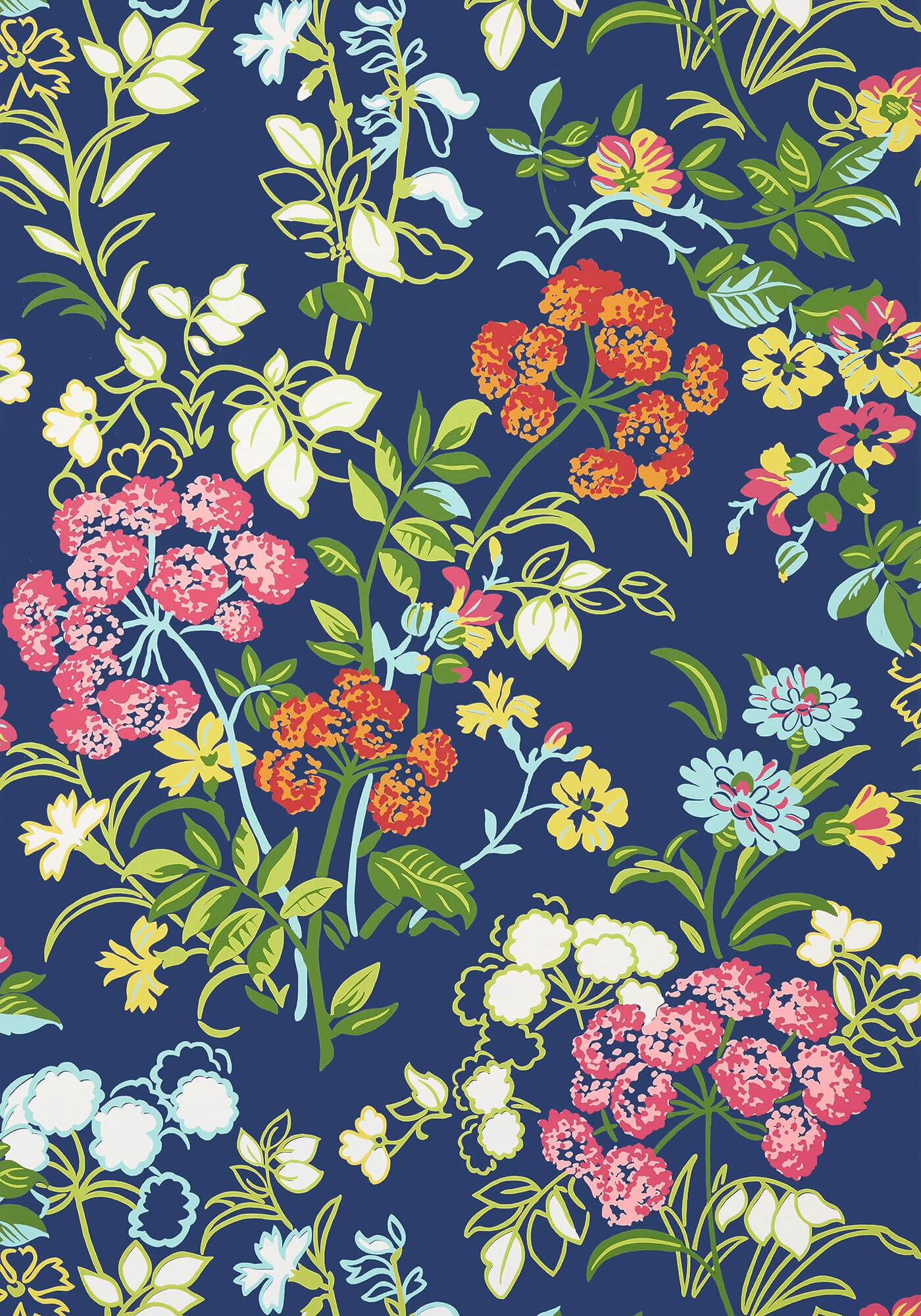 Thibaut Canopy Spring Garden Wallpaper - Navy Blue