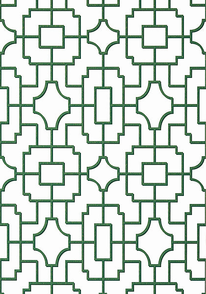 Thibaut Eden Fretwork Wallpaper - Green