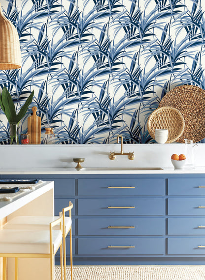 Tropics Resource Library Tropical Paradise Wallpaper - Blue & White