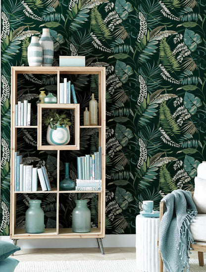 Tropics Resource Library Tropical Toss Wallpaper - Dark Green