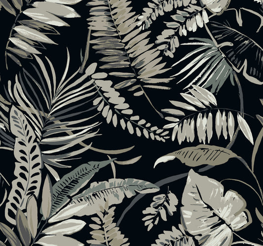 Tropics Resource Library Tropical Toss Wallpaper - Black