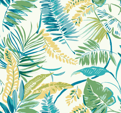 Tropics Resource Library Tropical Toss Wallpaper - Aqua & Yellow