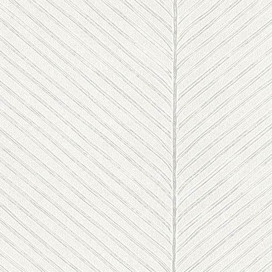 Tropics Resource Library Palm Chevron Wallpaper - White & Silver
