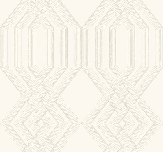 Handpainted Traditionals Etched Lattice Wallpaper - Taupe