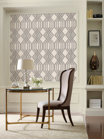 Handpainted Traditionals Etched Lattice Wallpaper - Gray