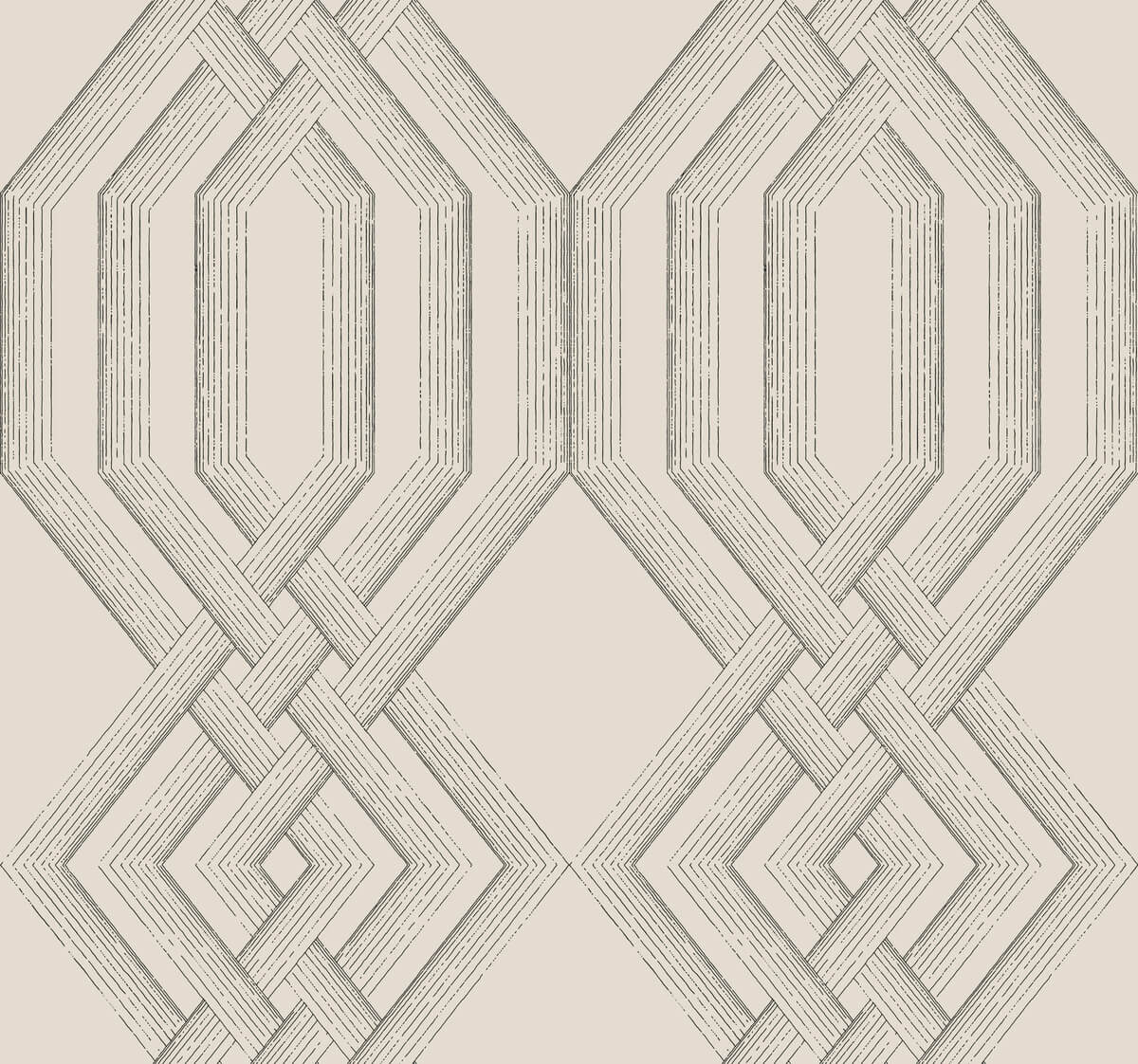 Handpainted Traditionals Etched Lattice Wallpaper - Gray