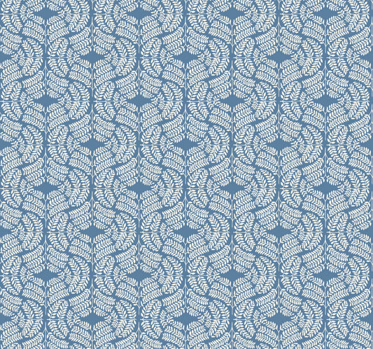 Handpainted Traditionals Fern Tile Wallpaper - Blue