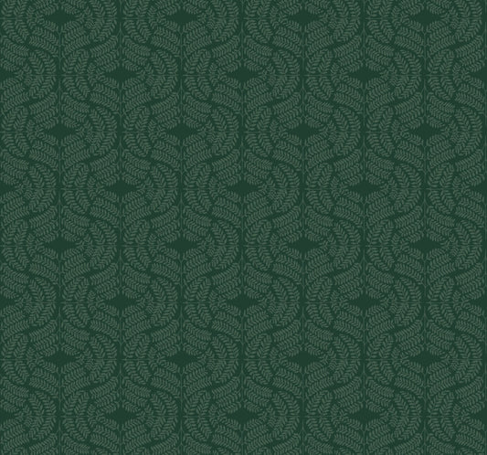 Handpainted Traditionals Fern Tile Wallpaper - Dark green