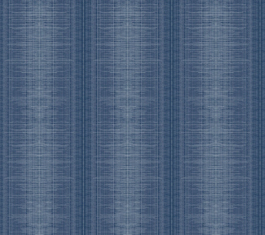 Handpainted Traditionals Silk Weave Stripe Wallpaper - Navy