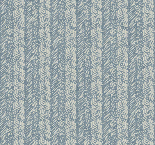 Handpainted Traditionals Fractured Herringbone Wallpaper - Blue