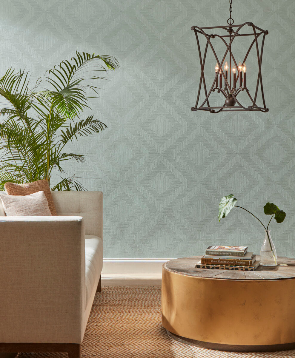 Handpainted Traditionals Diamond Channel Wallpaper - Green