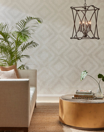 Handpainted Traditionals Diamond Channel Wallpaper - Off White