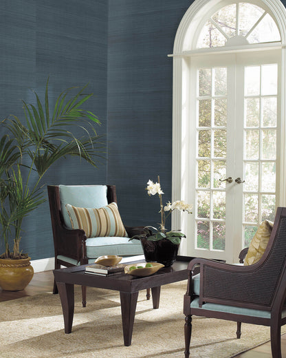 Magnolia Home Plain Grasscloth Wallpaper - Dark Blue
