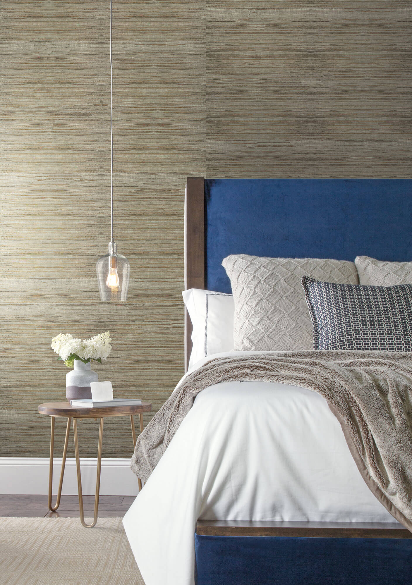 Textured Faux Grasscloth on Master Bedroom Accent Wall  The Wallpaper  Ladys Blog