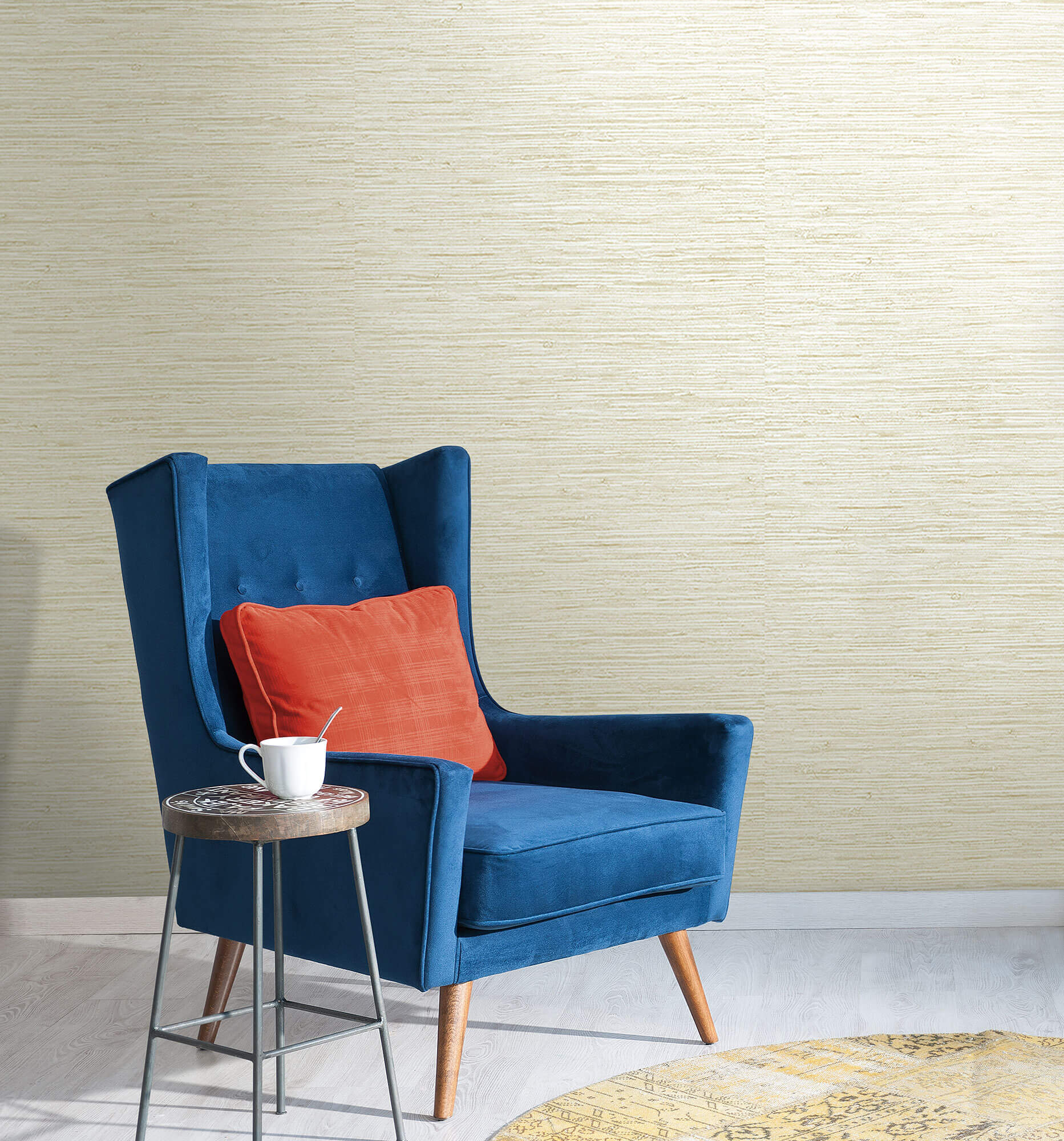 Modern Off white cream faux sisal grasscloth textures striped textured  wallpaper  eBay