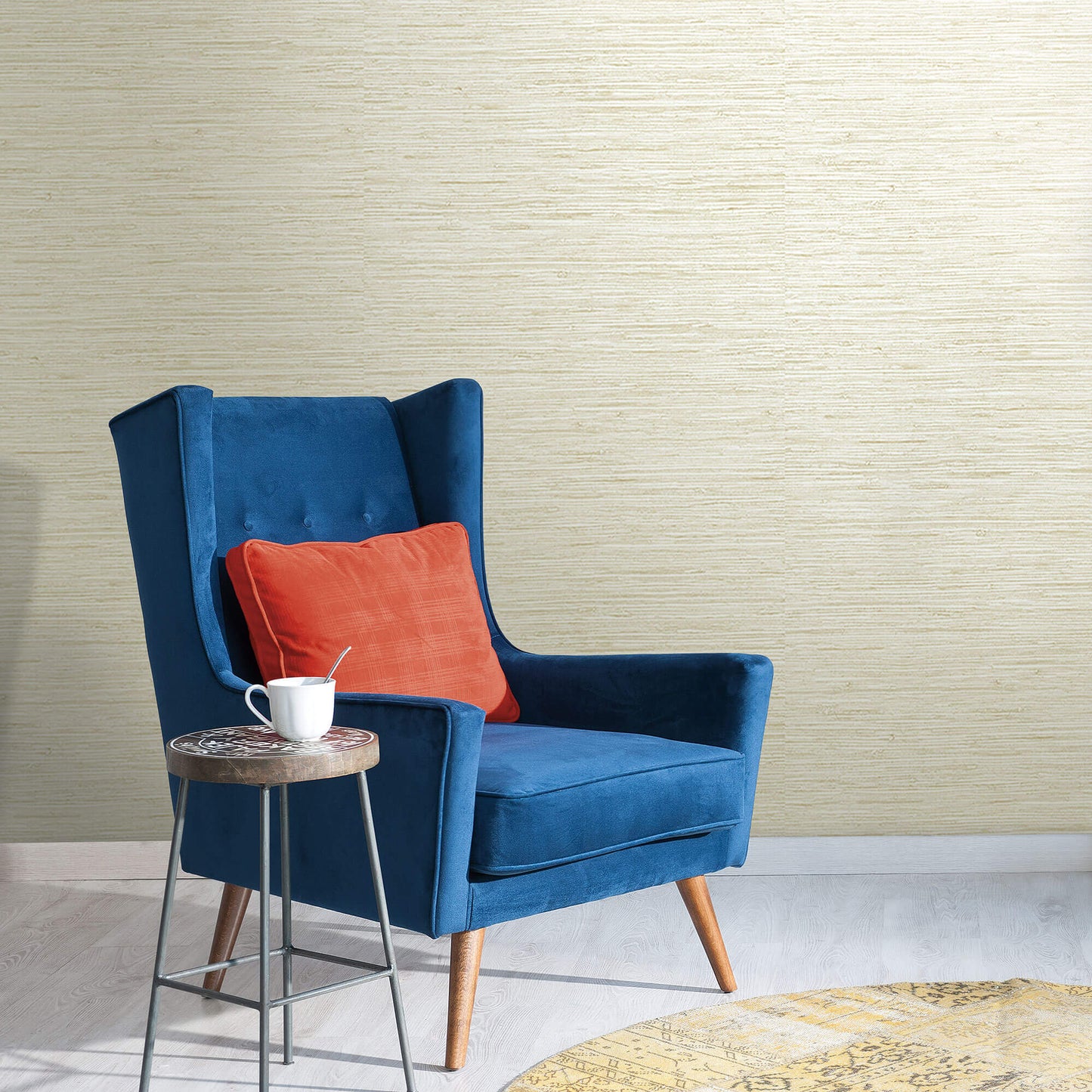 Horizontal Faux Grasscloth Wallpaper - Cream