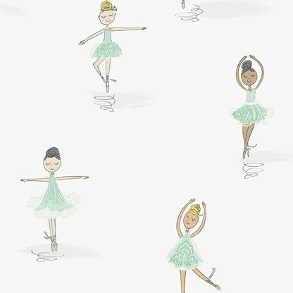 Playdate Adventure Tiny Dancers Wallpaper - Green & White