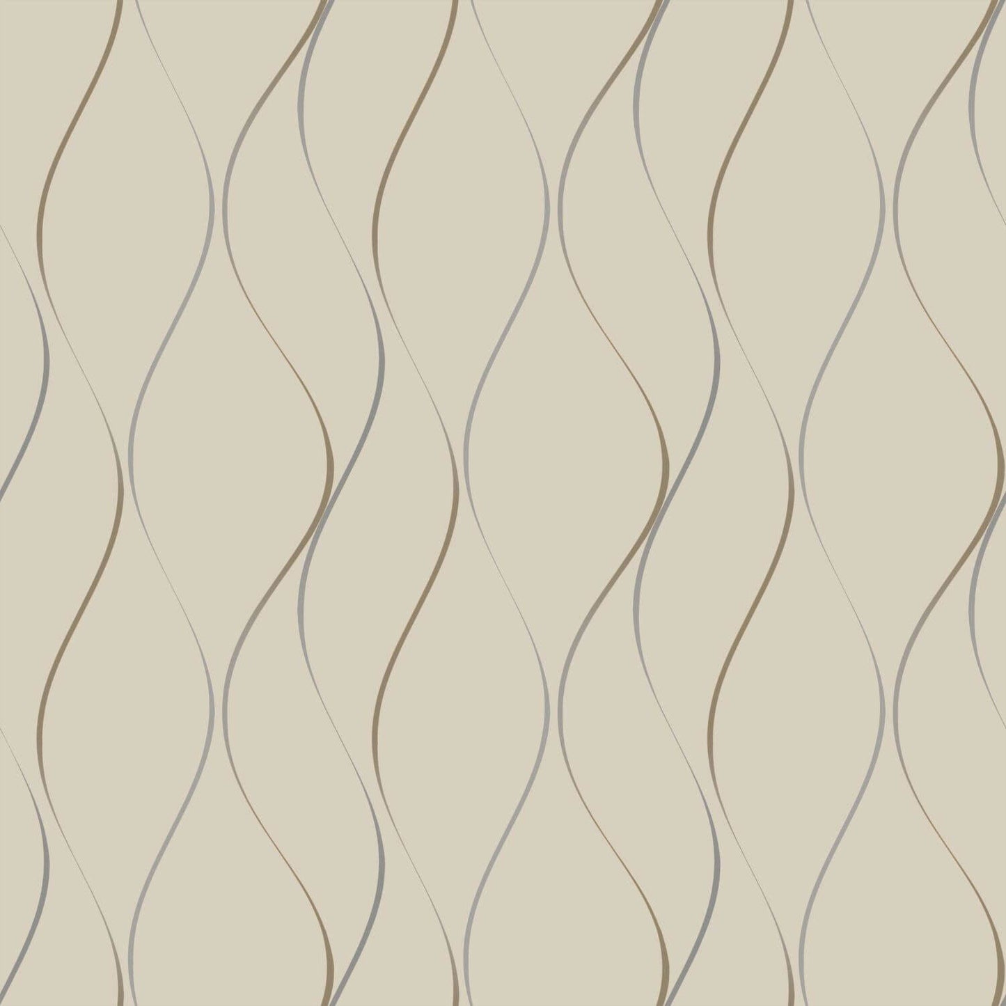 Dazzling Dimensions Wavy Stripe Wallpaper - Beige